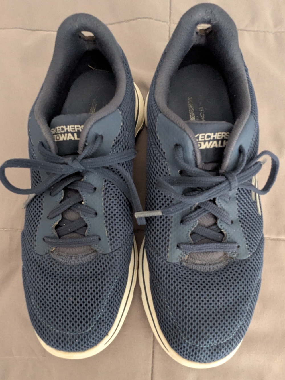 Skechers Women's Navy Mesh Lace-Up Walking Sneakers